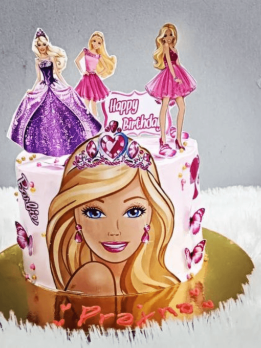 Barbie doll cake with edible toppers