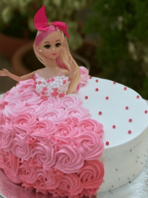 Barbie doll theme cake