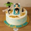 Beach theme cake with palm tree, sunbed, edible sand & toppers – Sweet Cakery Bangalore