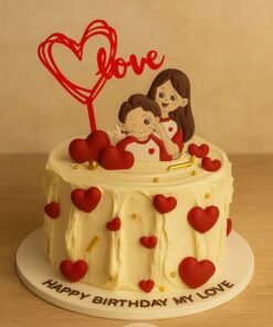 Couple Cake With Hearts Birthday Cake