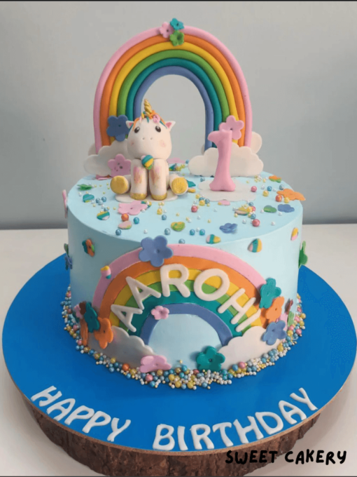 Unicorn theme cake