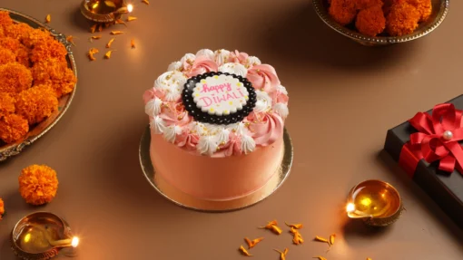 Diwali pink white cake