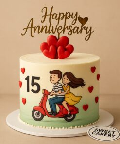Heart theme romantic anniversary cake - Sweet Cakery
