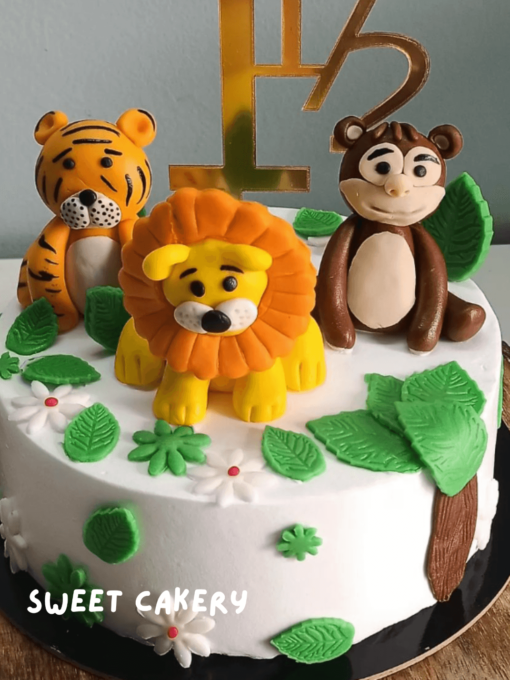 Cute Lion, Tiger and Monkey Cake