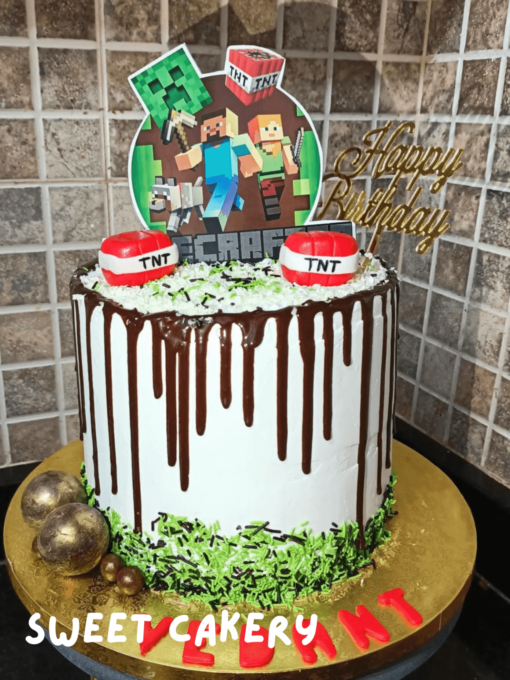 Minecraft theme cake