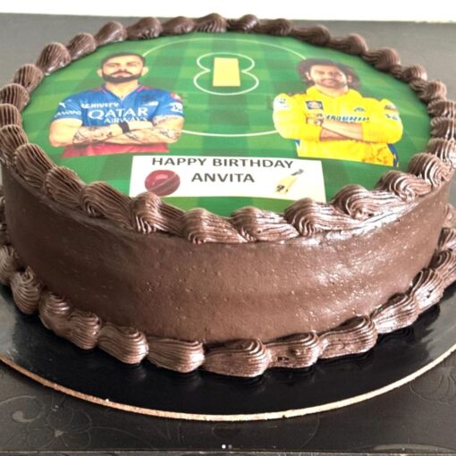 Cricket player photo theme cake