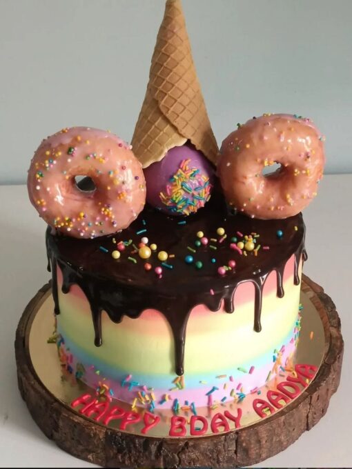 Ice cream and donut design cake