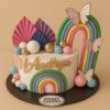 Rainbow Theme with Butterflies Cake for First Birthdays - Sweet Cakery