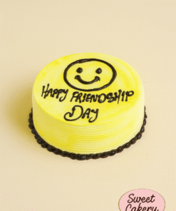 Friendship Day cake with yellow smiley design