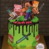 Minecraft Birthday Cake with Characters & TNT Blocks