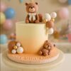 Teddy Bear Cake for Baby – Custom Design with Balloons