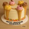 Ice Cream Cone Birthday Cake with colourful buttercream swirls