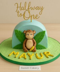 Jungle monkey cake for half birthday and 1st birthday in Bangalore – Sweet Cakery (100% eggless)