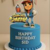 Subway Surfers theme birthday cake with game topper and personalised name, designed by Sweet Cakery Bangalore
