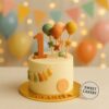 Little star first birthday cake from Sweet Cakery featuring smooth cream icing, colourful balloon toppers, tassel garland, and star-themed decorations.